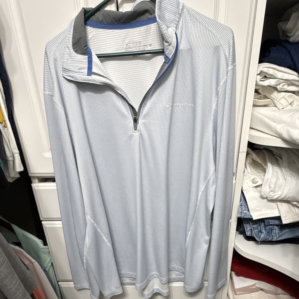 Vineyard Vines On-The-Go Sankaty 1/4 Zip Mock Neck Pullover XXL Blue/Gray
